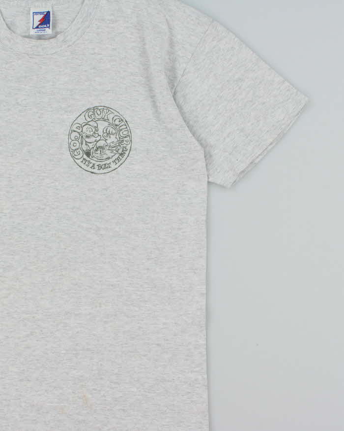 Vintage 1994 Good Guy Club Marl Grey Lighting Bolt Made In USA Crewneck T-Shirt - L
