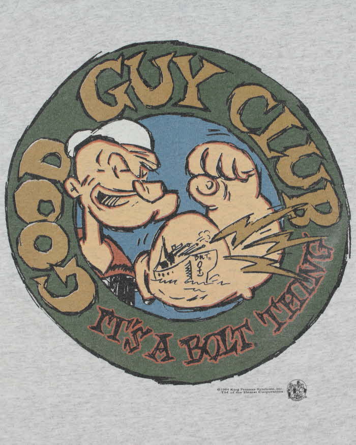Vintage 1994 Good Guy Club Marl Grey Lighting Bolt Made In USA Crewneck T-Shirt - L