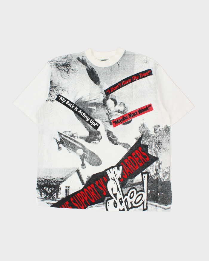 Vintage 1990s New School Skater Heavyweight Single Stitch Crewneck T-Shirt - L