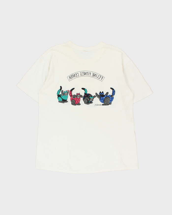 Vintage 1990s Crazy Shirts Feline Fitness Guam Made In USA Single Stitch Crewneck T-Shirt - XL