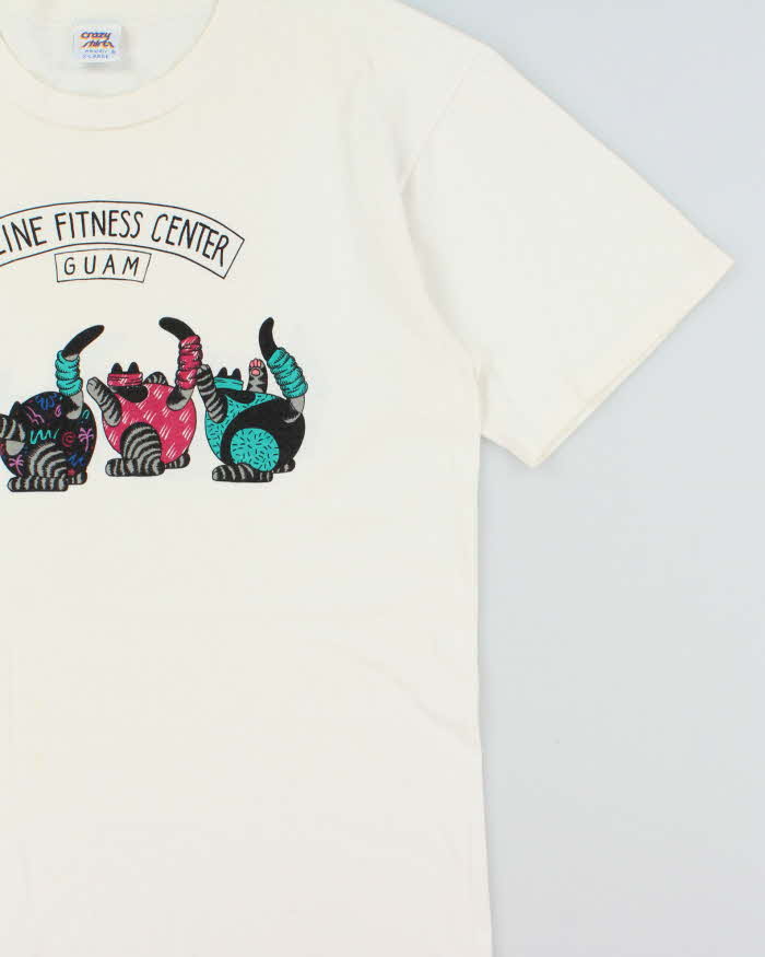 Vintage 1990s Crazy Shirts Feline Fitness Guam Made In USA Single Stitch Crewneck T-Shirt - XL