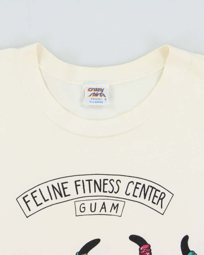 Vintage 1990s Crazy Shirts Feline Fitness Guam Made In USA Single Stitch Crewneck T-Shirt - XL