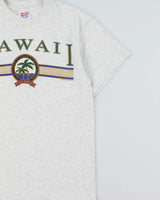 Vintage 1990s Hawaii Hanes Heavyweight Marl Grey Single Stitch Crewneck T-Shirt - M