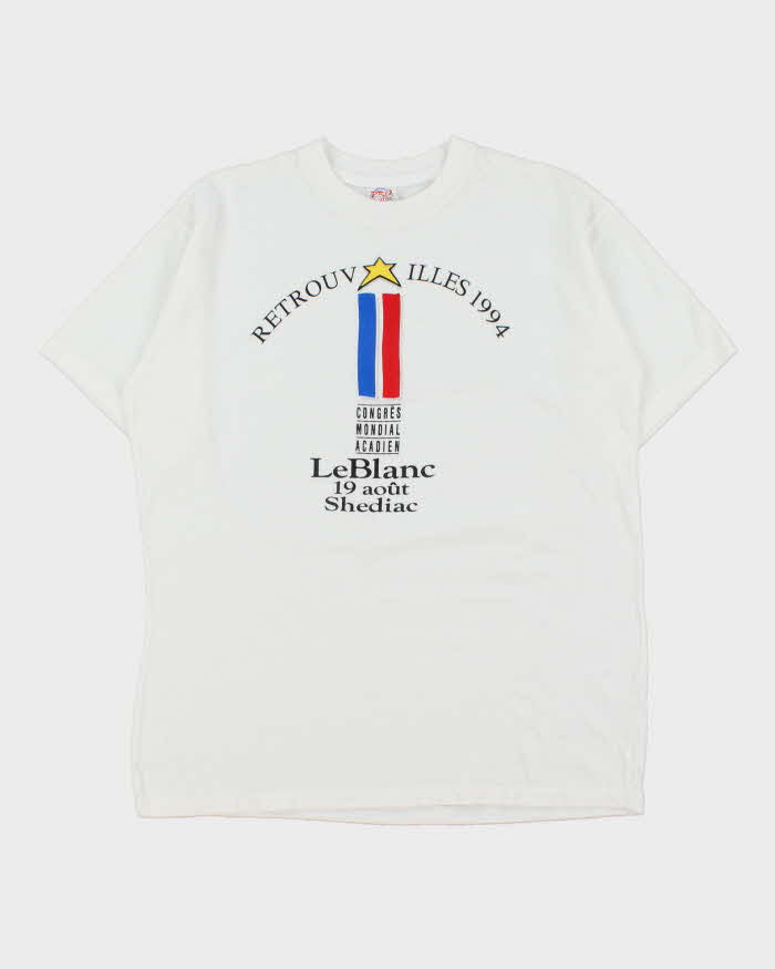 Vintage 1994 Congres Mondial Acadien Made In Canada Single Stitch Crewneck T-Shirt - XL