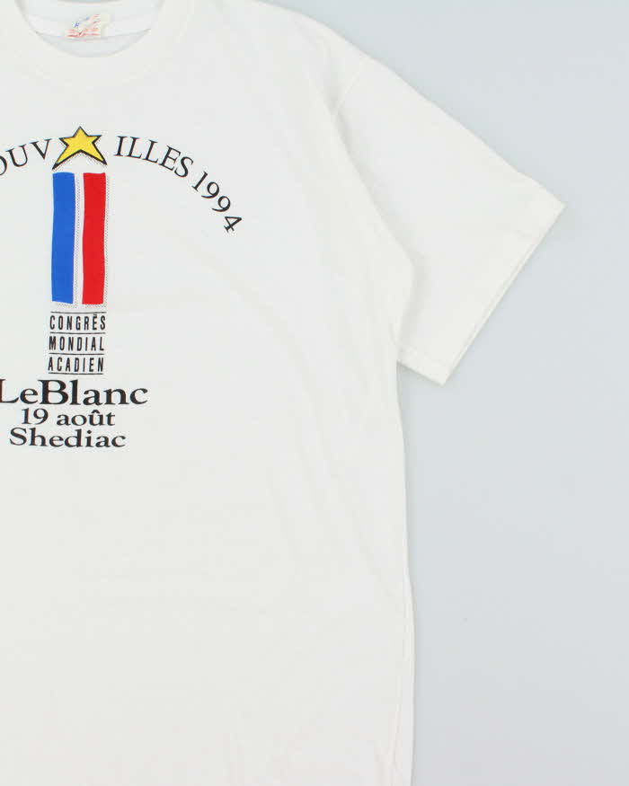 Vintage 1994 Congres Mondial Acadien Made In Canada Single Stitch Crewneck T-Shirt - XL
