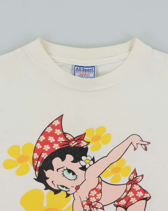 Vintage 1995 Betty Boop Spring Fever All Sport Pro Weight Made In USA Single Stitch Crewneck T-Shirt - S