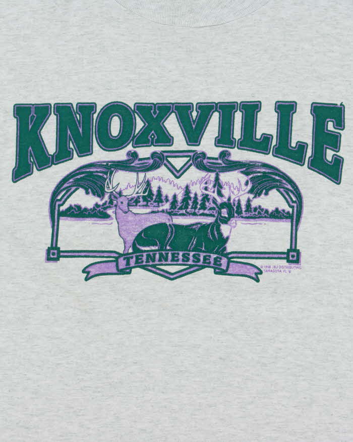 Vintage 1998 Knoxville Tennesse Marl Grey Single Stitch Crewneck T-Shirt - XL