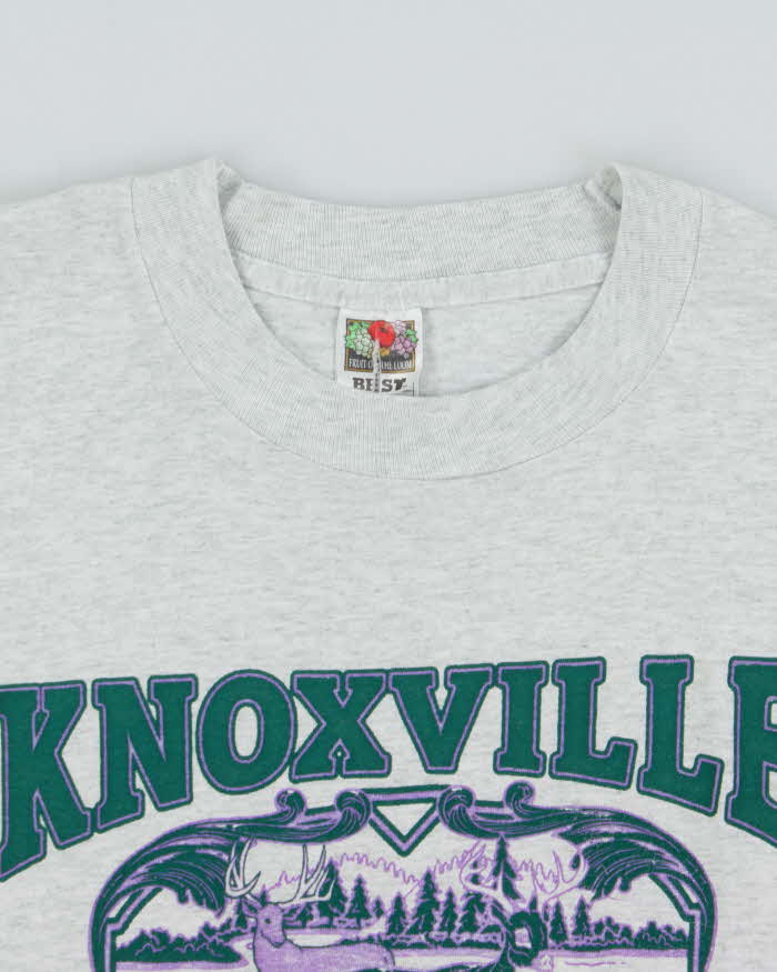 Vintage 1998 Knoxville Tennesse Marl Grey Single Stitch Crewneck T-Shirt - XL