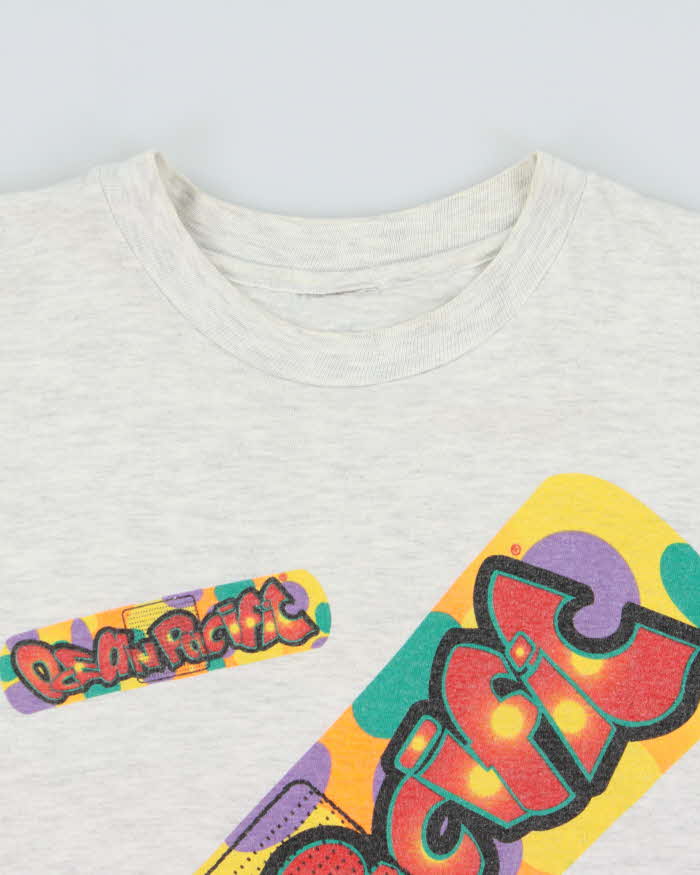 Vintage 1990s Ocean Pacific Marl Grey Single Stitch Crewneck T-Shirt - L