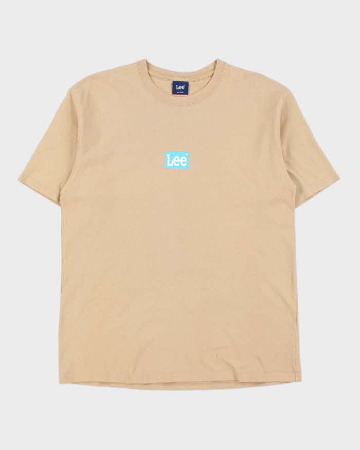 Vintage Lee Japan Box Logo Tan Heavyweight Crewneck T-Shirt - XL