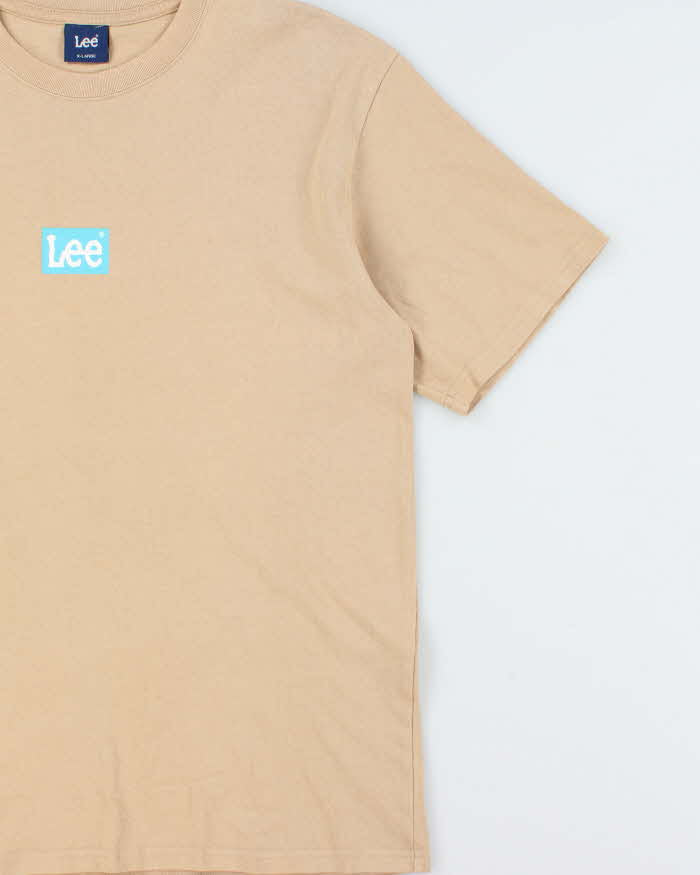 Vintage Lee Japan Box Logo Tan Heavyweight Crewneck T-Shirt - XL