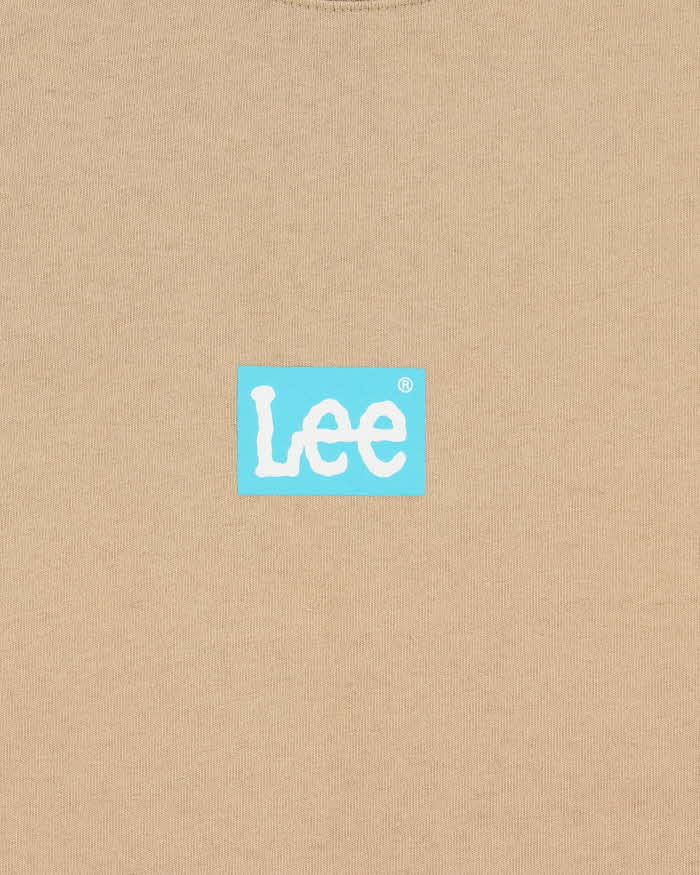 Vintage Lee Japan Box Logo Tan Heavyweight Crewneck T-Shirt - XL