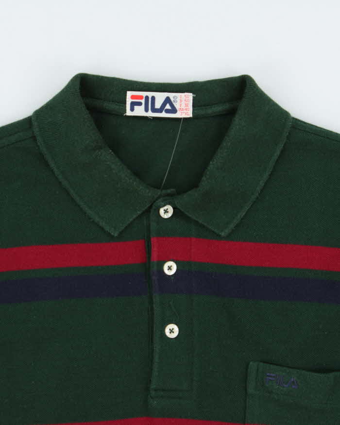 Vintage 1990s Fila Striped Short Sleeve Pocket Polo Shirt - L