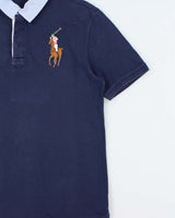Vintage Polo Ralph Lauren Large Pony Denim Collared Slim Fit Short Sleeve Polo Shirt - L