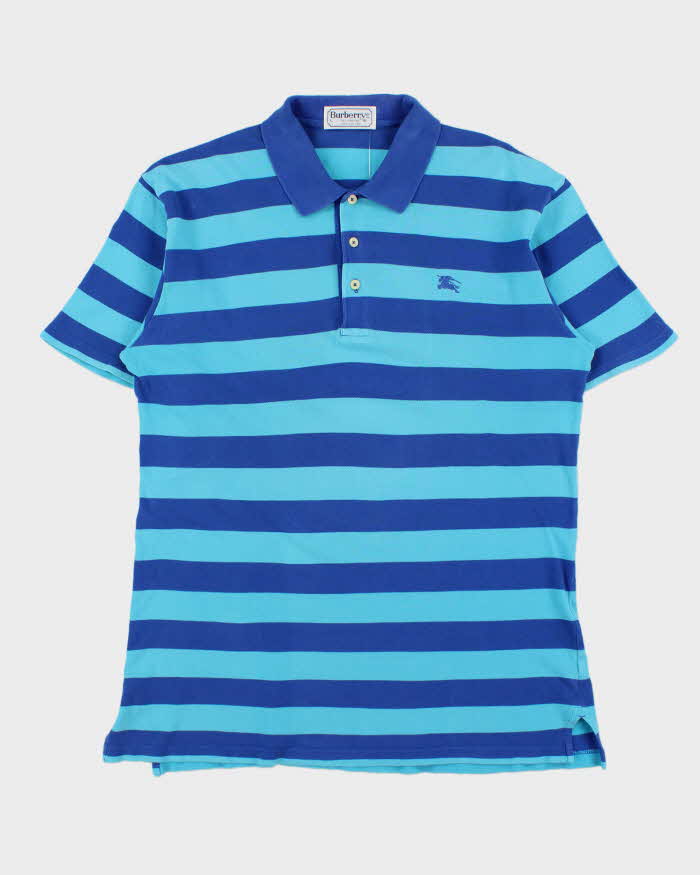 Vintage 1990s Burberry Striped Classic Short Sleeve Polo Shirt - L