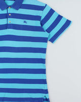 Vintage 1990s Burberry Striped Classic Short Sleeve Polo Shirt - L
