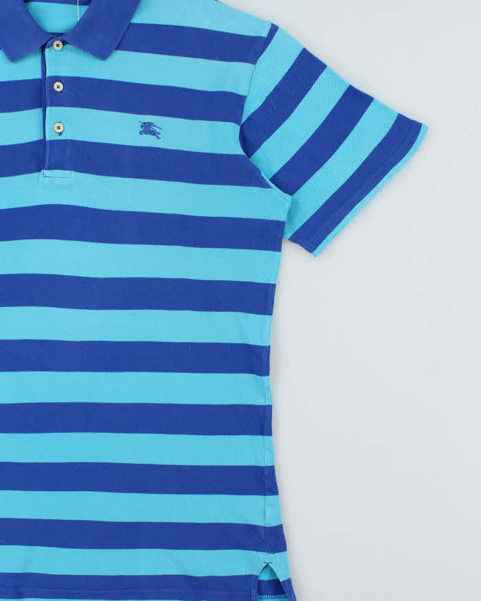 Vintage 1990s Burberry Striped Classic Short Sleeve Polo Shirt - L