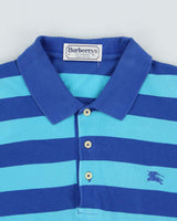 Vintage 1990s Burberry Striped Classic Short Sleeve Polo Shirt - L