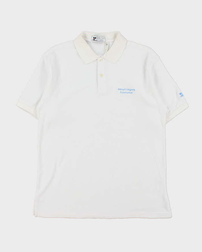 Vintage 1990s Courrèges Homme Embroidered Short Sleeve Polo Shirt - L