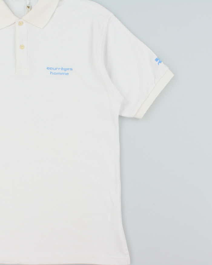 Vintage 1990s Courrèges Homme Embroidered Short Sleeve Polo Shirt - L