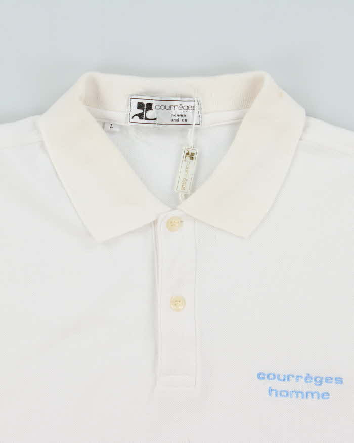 Vintage 1990s Courrèges Homme Embroidered Short Sleeve Polo Shirt - L