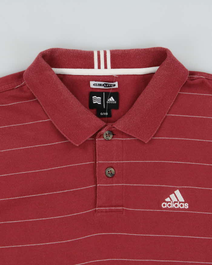 Vintage Y2K 00s Adidas ClimaLite Striped Embroidered Short Sleeve Polo Shirt - XL