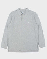 Vintage Y2K 00s Brooks Brothers Supima Slim Fit Marl Grey Layered Long Sleeve Polo Shirt - L
