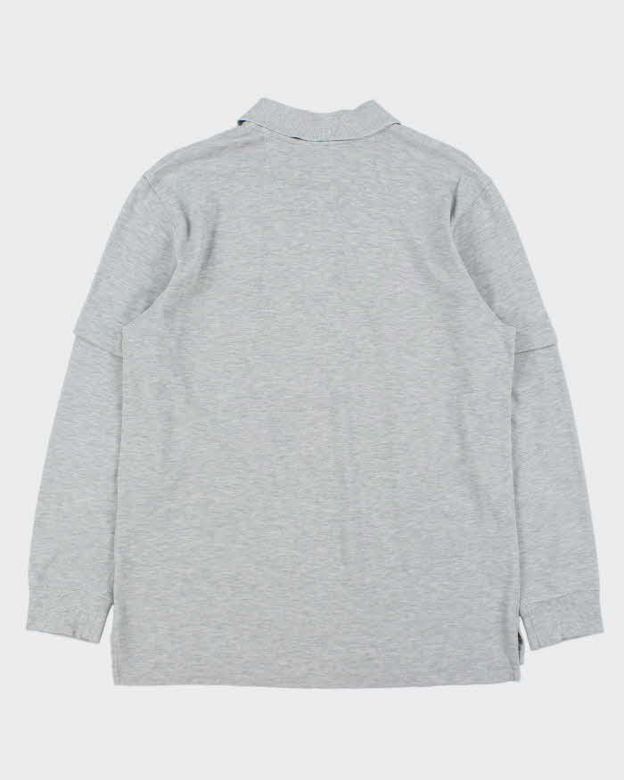 Vintage Y2K 00s Brooks Brothers Supima Slim Fit Marl Grey Layered Long Sleeve Polo Shirt - L