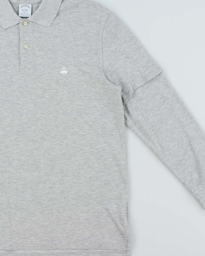 Vintage Y2K 00s Brooks Brothers Supima Slim Fit Marl Grey Layered Long Sleeve Polo Shirt - L
