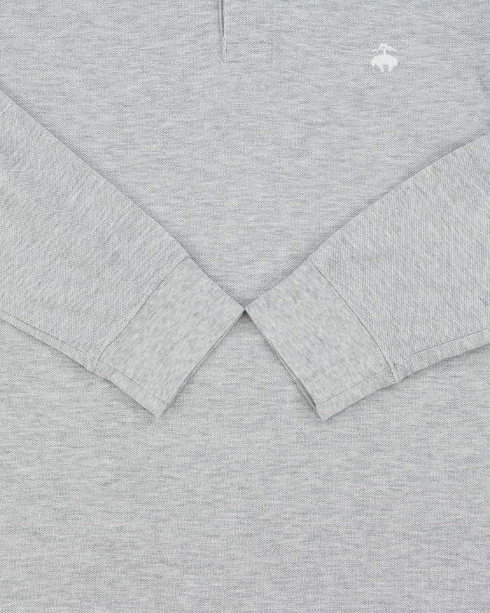 Vintage Y2K 00s Brooks Brothers Supima Slim Fit Marl Grey Layered Long Sleeve Polo Shirt - L