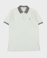 Vintage 1990s Yves Saint Laurent Striped Embroidered Short Sleeve Polo Shirt - XL