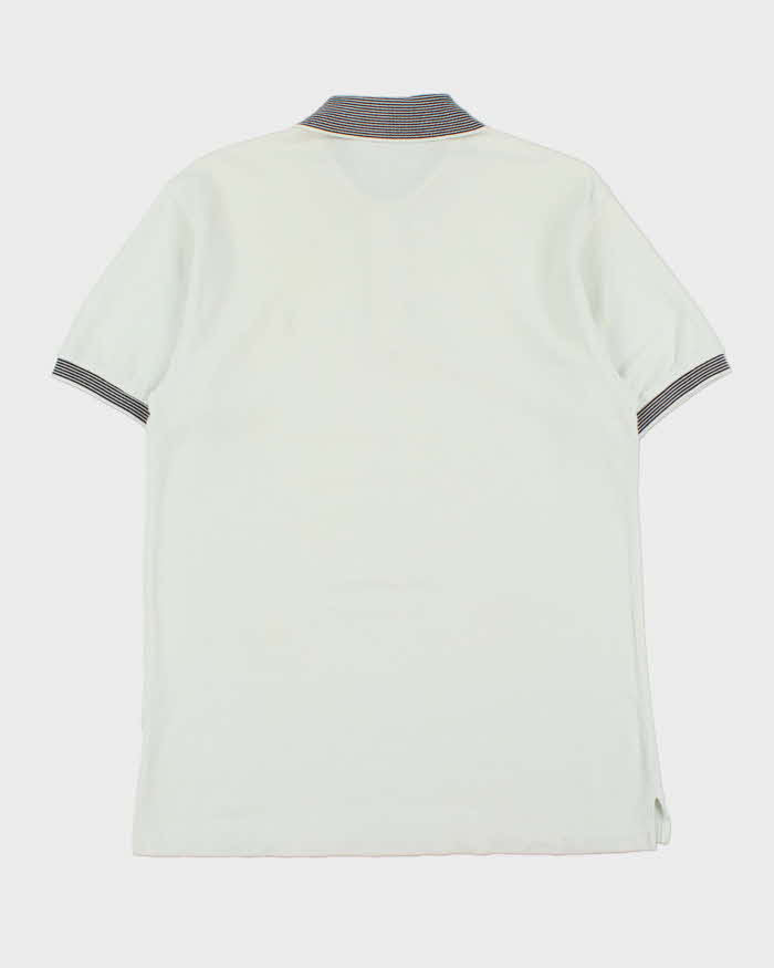 Vintage 1990s Yves Saint Laurent Striped Embroidered Short Sleeve Polo Shirt - XL