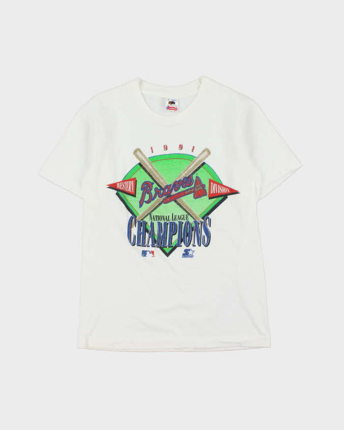 Vintage 1991 Atlanta Braves MLB National Champions Made In USA Single Stitch Crewneck T-Shirt - S
