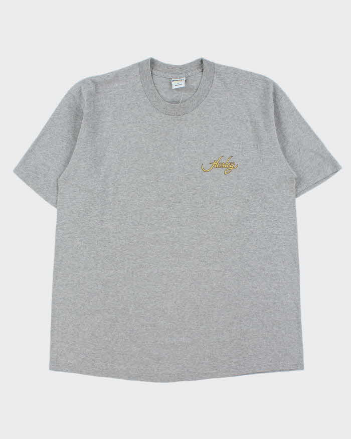 Vintage 1990s Hurley Surf Made In USA Marl Grey Single Stitch Crewneck T-Shirt - L