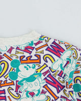 Vintage 1990s Disney Mickey Family Marl Grey Single Stitch Crewneck T-Shirt - L