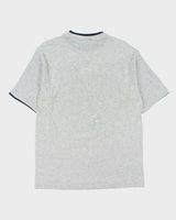 Vintage 1991 New York Yankees MLB Marl Grey Mock Layer Made In USA Single Stitch Trench Crewneck T-Shirt - L