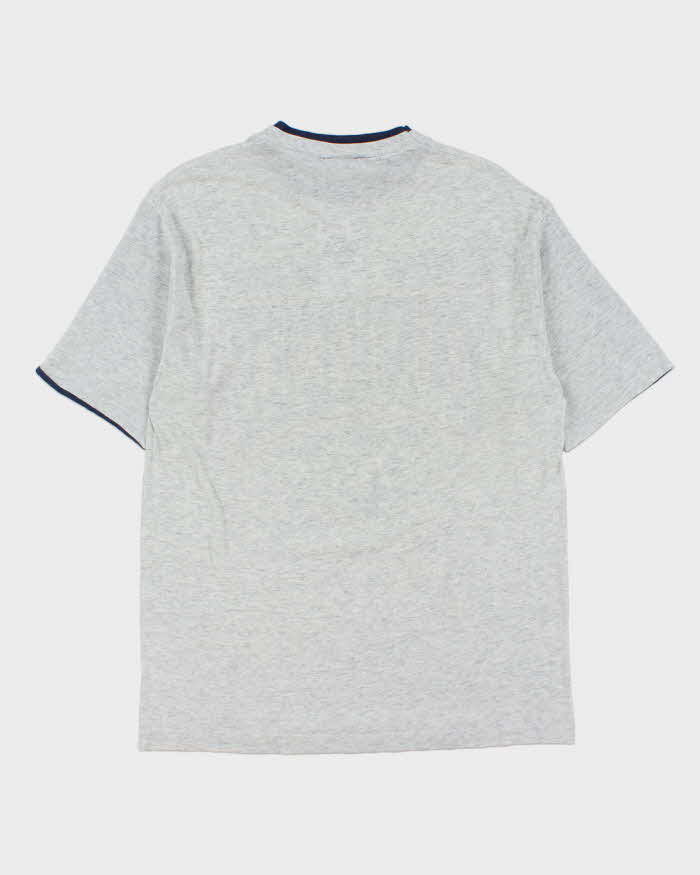 Vintage 1991 New York Yankees MLB Marl Grey Mock Layer Made In USA Single Stitch Trench Crewneck T-Shirt - L