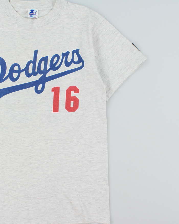 Vintage 1995 Starter LA Dodgers Hideo Nomo Marl Grey MLB Single Stitch Made In USA Crewneck T-Shirt - M
