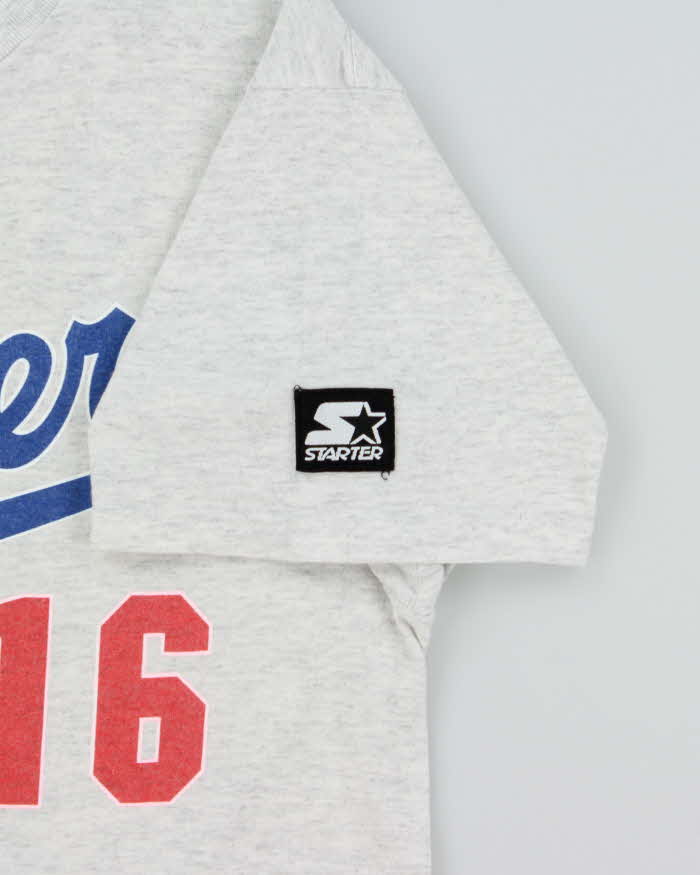 Vintage 1995 Starter LA Dodgers Hideo Nomo Marl Grey MLB Single Stitch Made In USA Crewneck T-Shirt - M