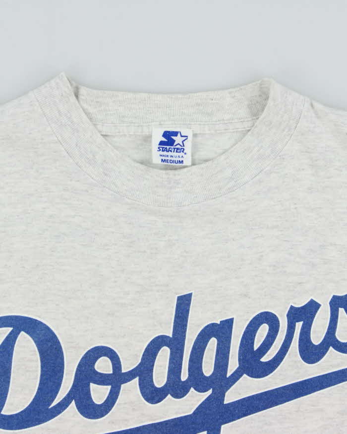Vintage 1995 Starter LA Dodgers Hideo Nomo Marl Grey MLB Single Stitch Made In USA Crewneck T-Shirt - M