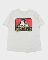 Vintage 1990s Oneita Power-T Made In USA Ben Davis Marl Grey Single Stitch Crewneck T-Shirt - L