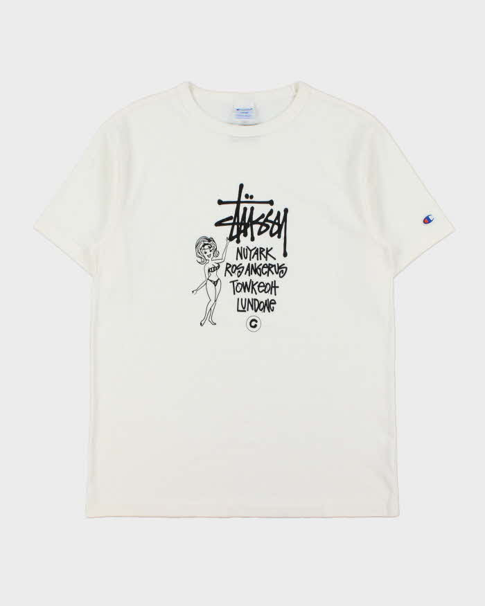 SP2015 Stussy x Champion World Tour Heavyweight Crewneck T-Shirt - L