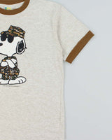 Vintage Y2K 00s Peanuts 'Sergeant Snoopy' Marl Grey Crewneck T-Shirt - M