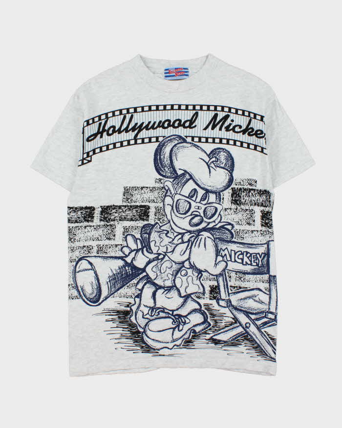 Vintage 1990s Disney 'Gems' Hollywood Mickey Marl Grey Single Stitch Crewneck T-Shirt - L