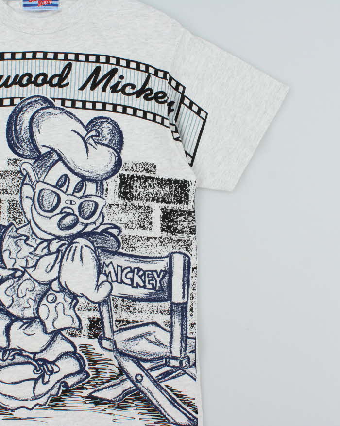 Vintage 1990s Disney 'Gems' Hollywood Mickey Marl Grey Single Stitch Crewneck T-Shirt - L