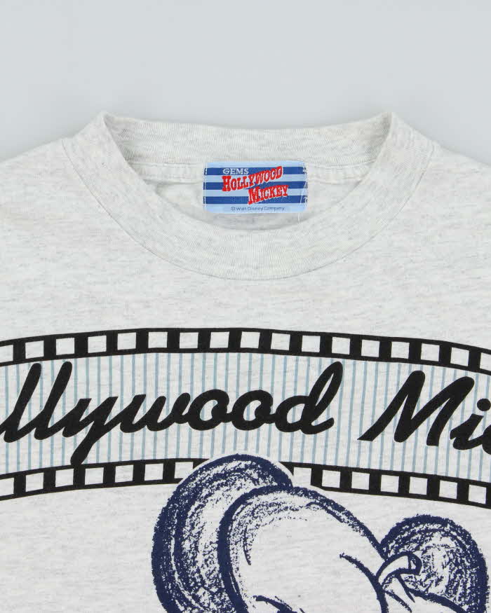 Vintage 1990s Disney 'Gems' Hollywood Mickey Marl Grey Single Stitch Crewneck T-Shirt - L