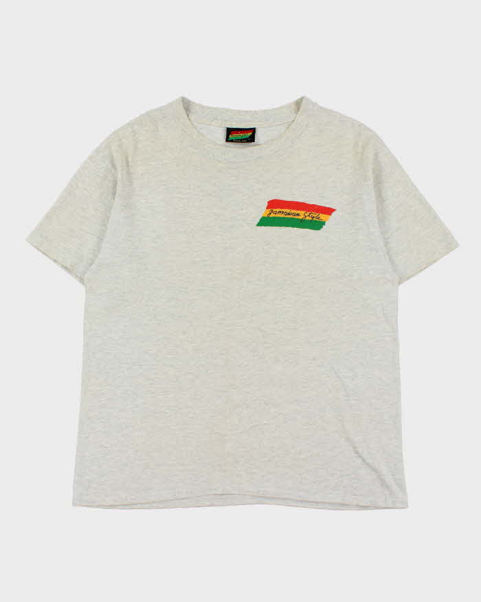 Vintage 1990s Jamaica Style Rub - A - Dub Made In USA Marl Grey Single Stitch Crewneck T-Shirt - L