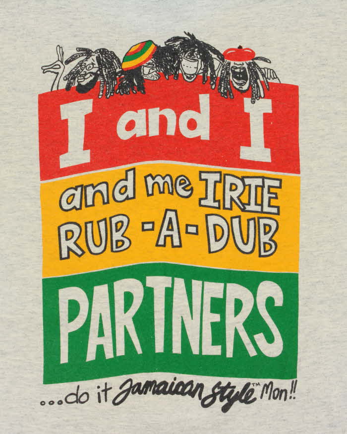 Vintage 1990s Jamaica Style Rub - A - Dub Made In USA Marl Grey Single Stitch Crewneck T-Shirt - L