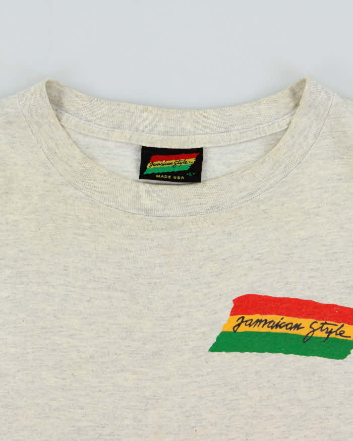 Vintage 1990s Jamaica Style Rub - A - Dub Made In USA Marl Grey Single Stitch Crewneck T-Shirt - L