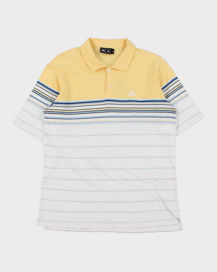 Vintage Y2K 00s Adidas Striped Embroidered Short Sleeve Polo Shirt - L
